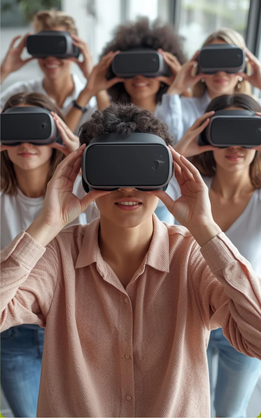 Rewiring company culture through immersive experience — a team wearing VR headsets
